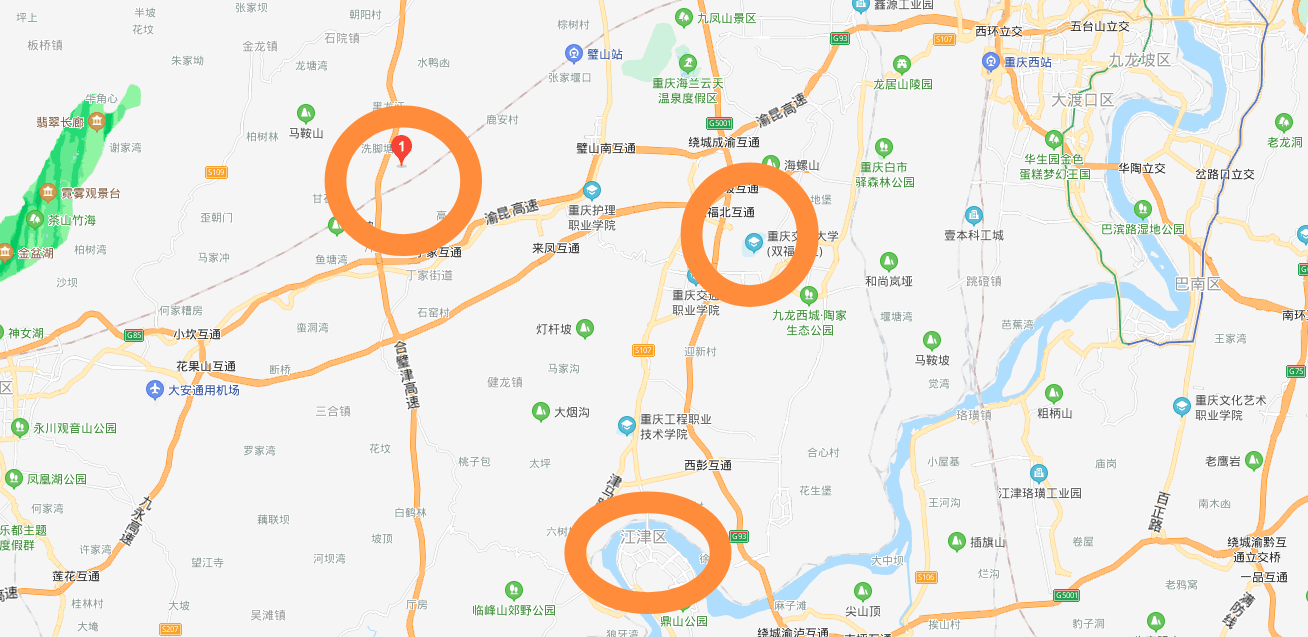 距离江津双福直线距离10多公里 重庆第二机场预计规划 3-4条3200米-3